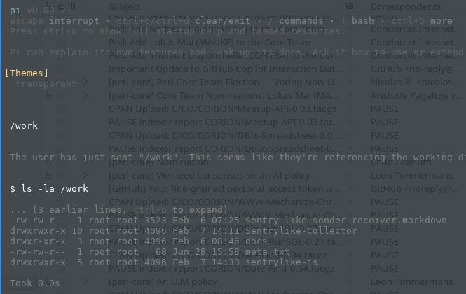pi.dev running with GLM 5.1