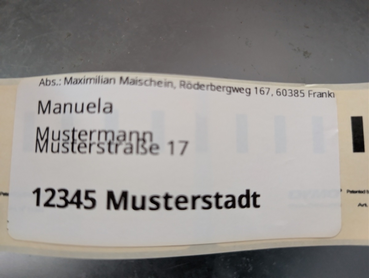 Photo of a printed label
